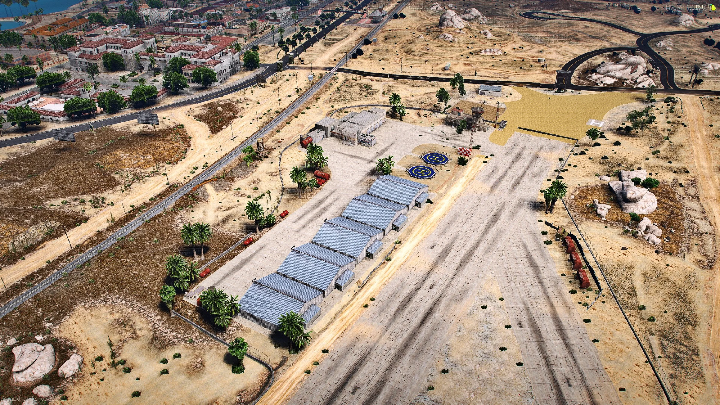Luftaufnahme des Broschington-Geländes am Sandy Shores Airfield